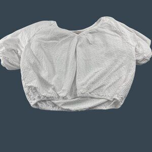 Loft Womens Textured White Crop Top XL Cotton